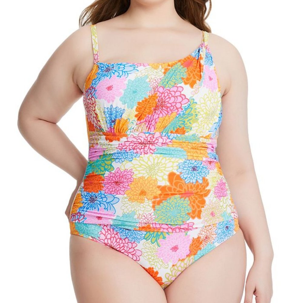 NWT Bleu Rod Beattie Multi Color Floral Fresh Picks One Piece Swimsuit NEW!